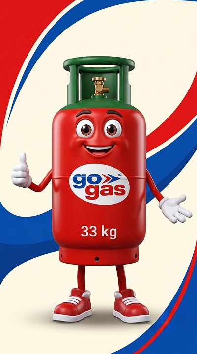 GoGas 33 kg industrial LPG cylinder mascot